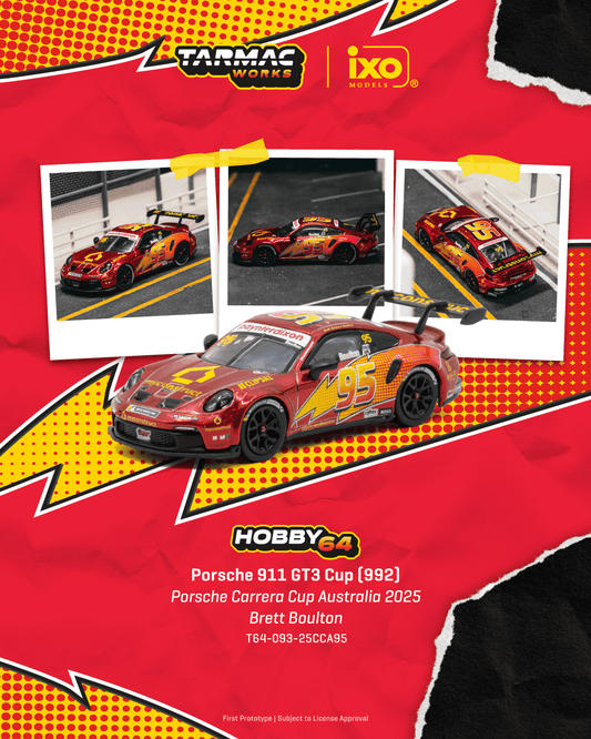 Tarmac Works 2025 Porsche 911 GT3 Cup 992 representing Brett Boulton in Porsche Carrera Cup Australia.
