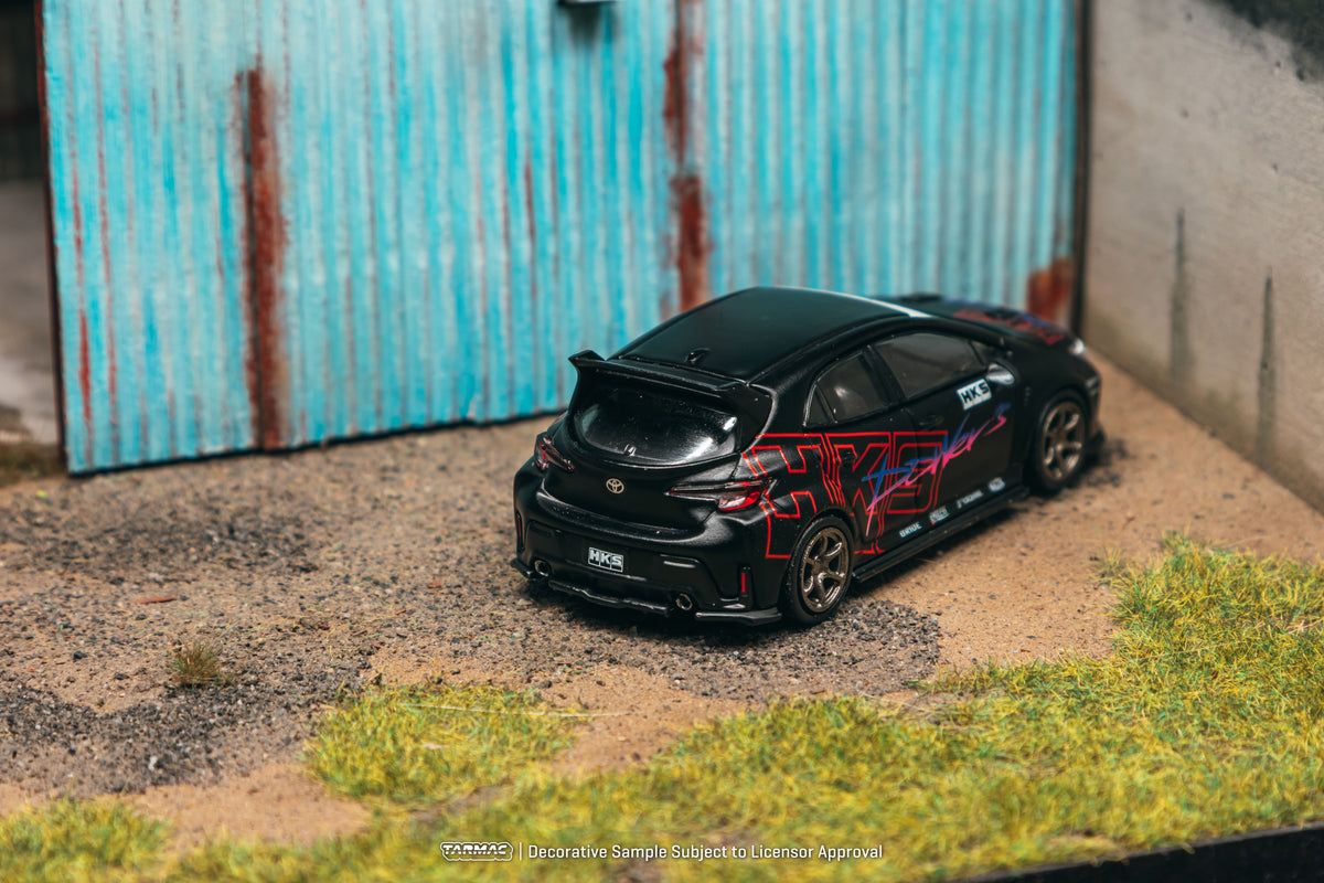 Tarmac Works Global64 2025 Toyota GR Corolla HKS edition in 1:64 scale with performance-inspired decoration