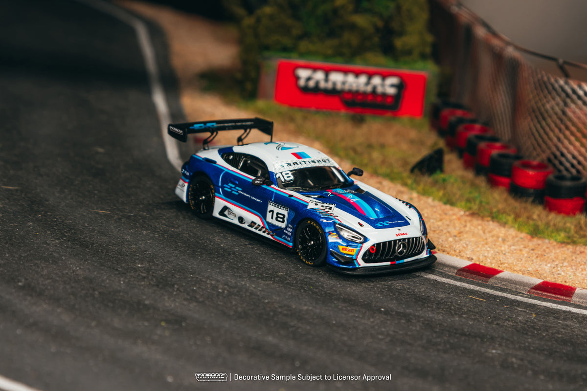 Tarmac Works Hobby64 Mercedes-AMG GT3 number 18 Kevin Tse British GT Championship 2026 in 1:64 scale