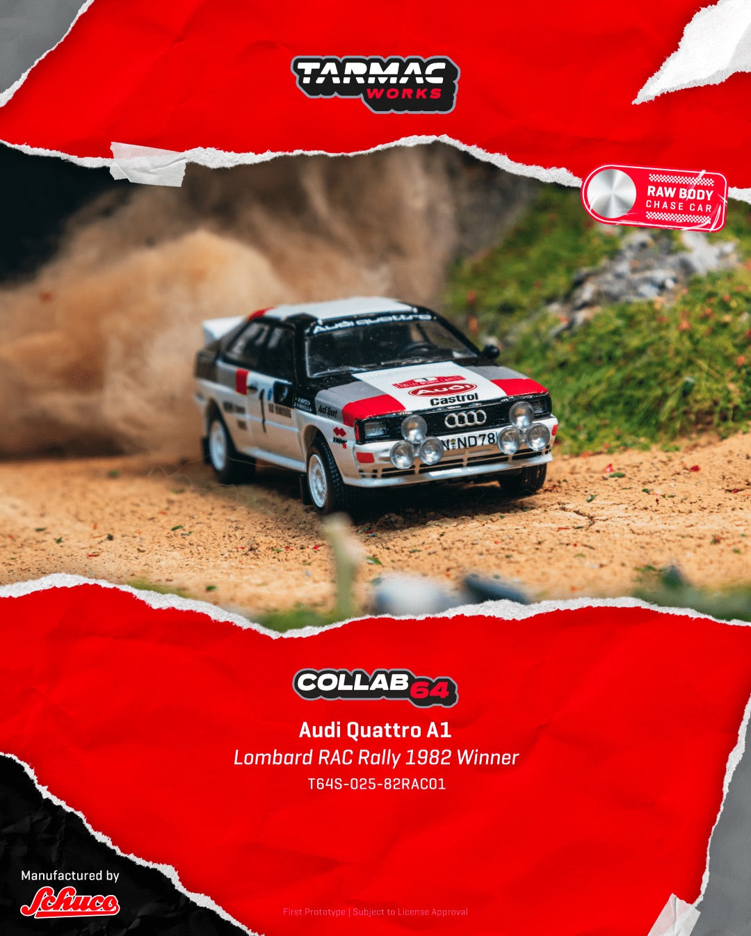 Tarmac Works Audi Quattro A1 Lombard RAC Rally 1982 Winner Mikkola Hertz diecast 1:64
