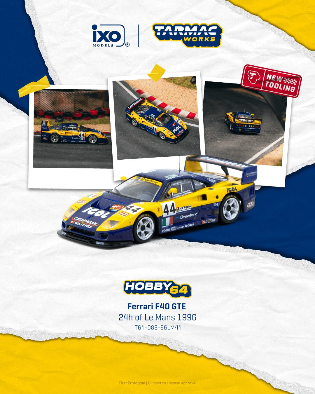 Tarmac Works Ferrari F40 GTE #44 1:64 scale model car from the 24 Hours of Le Mans. Poster