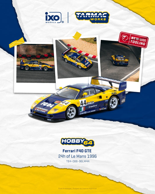 Tarmac Works Ferrari F40 GTE #44 1:64 scale model car from the 24 Hours of Le Mans. Poster