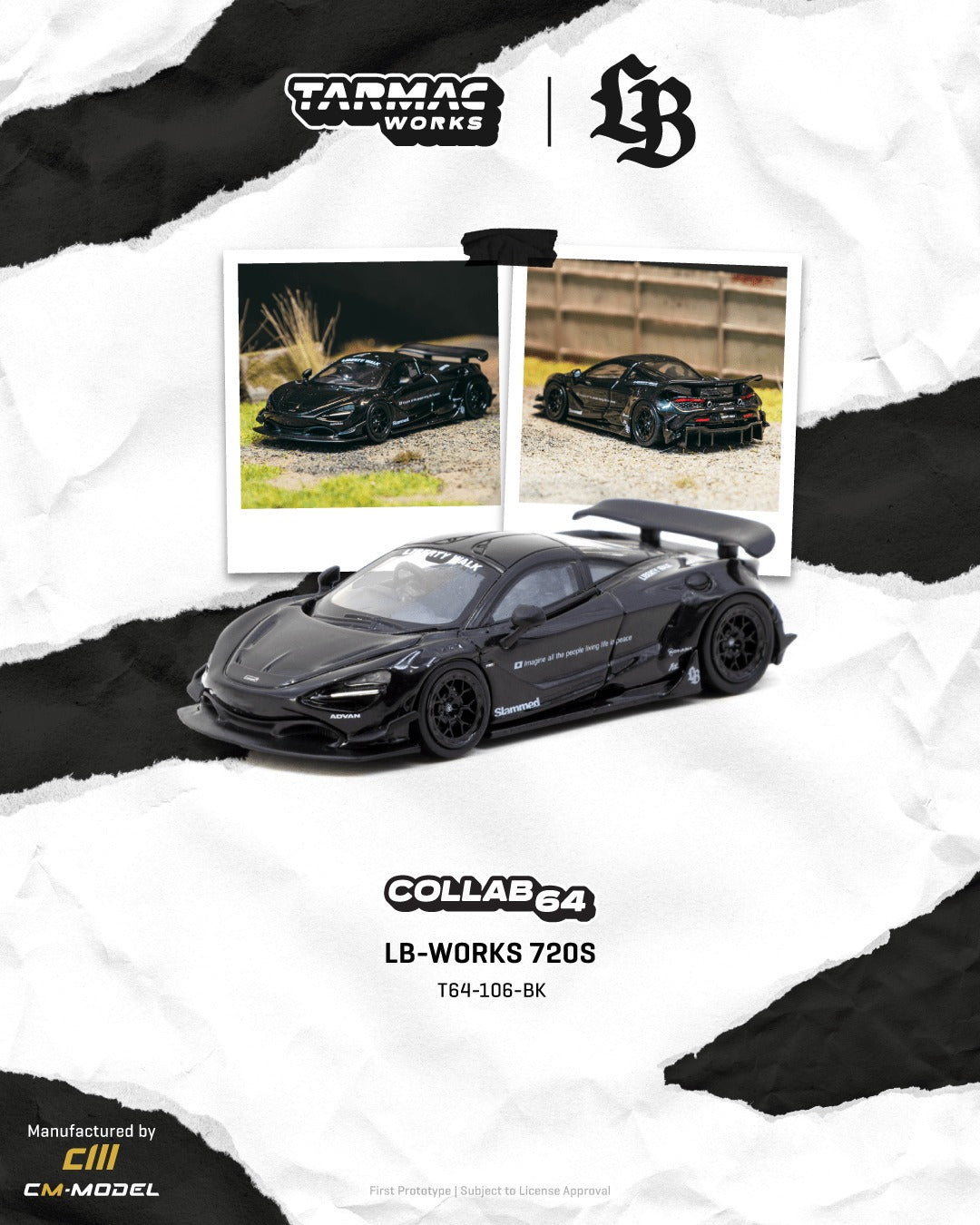 Tarmac Works LB Works McLaren 720S Black COLLAB64 1:64 diecast