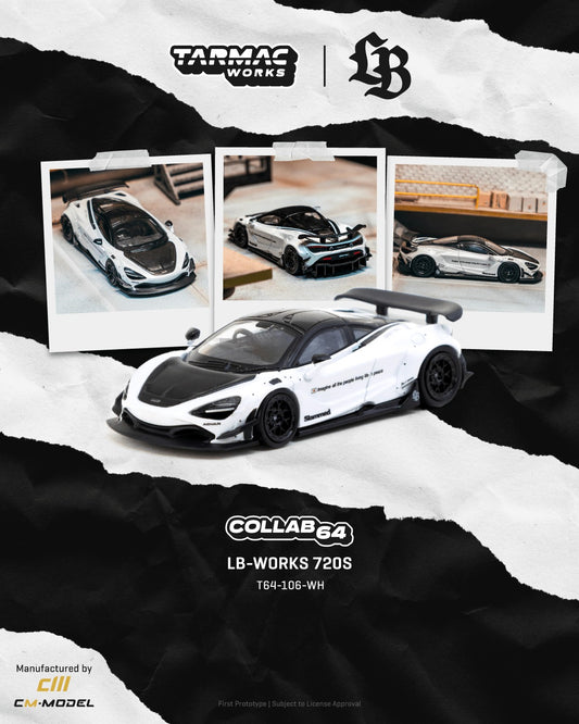 Tarmac Works LB Works McLaren 720S White COLLAB64 1:64 diecast