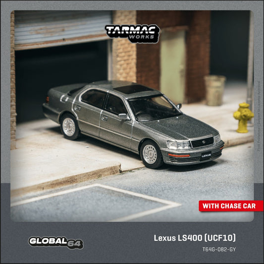Tarmac Works Lexus LS400 UCF10 in Flint Grey 1:64 diecast car with factory wheels and chrome details.