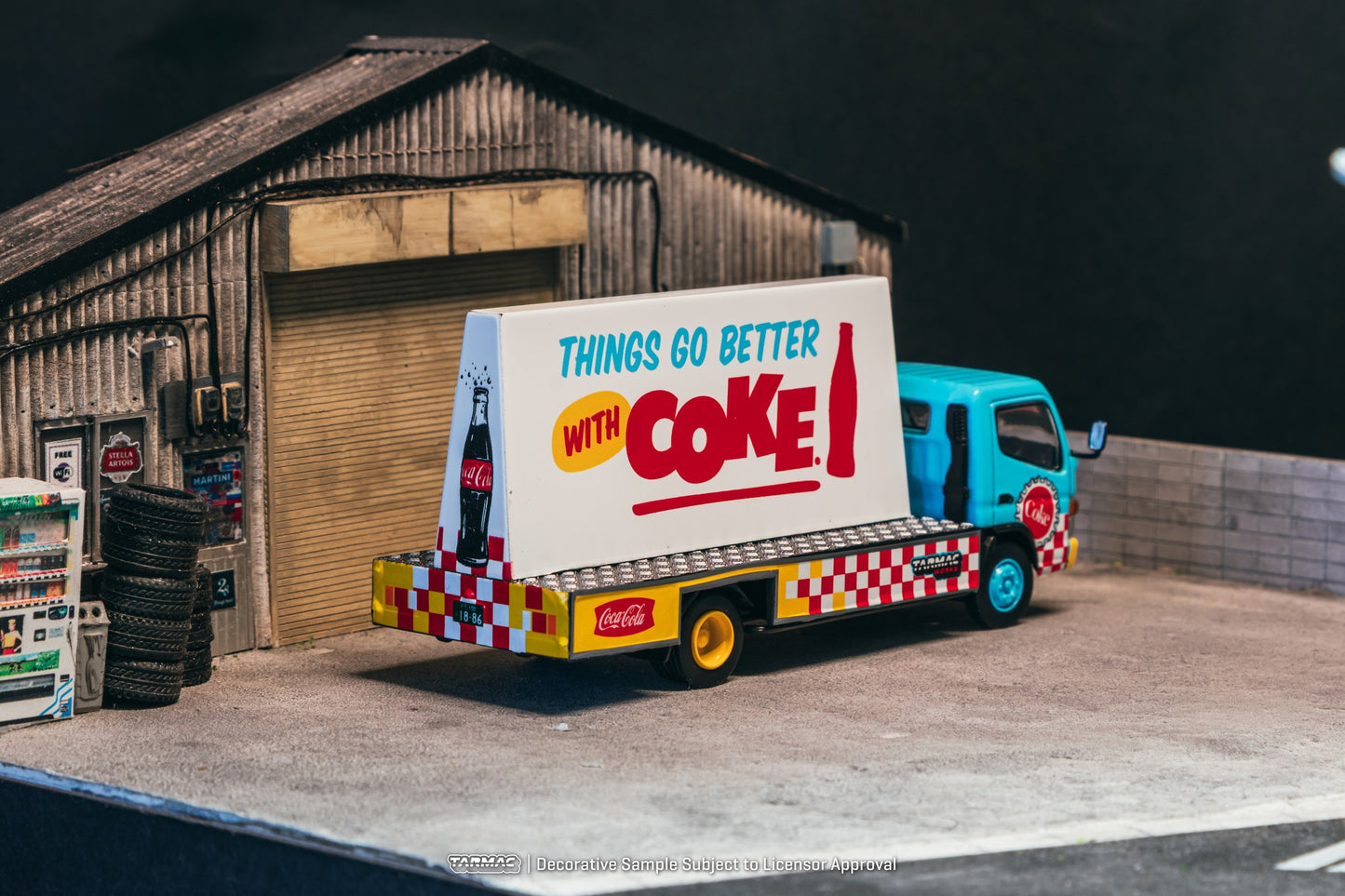 Tarmac Works Mitsubishi Fuso Canter Coca Cola billboard truck 1:64 diecast. Back