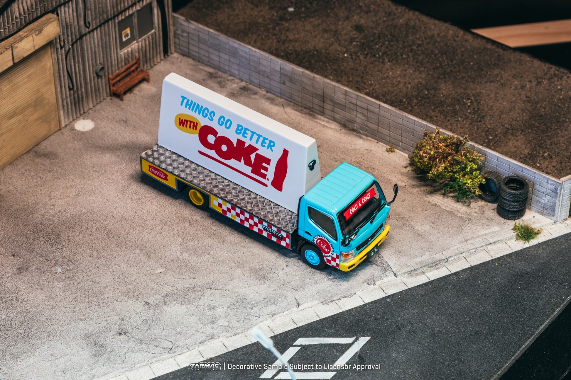 Tarmac Works Mitsubishi Fuso Canter Coca Cola billboard truck 1:64 diecast. Top