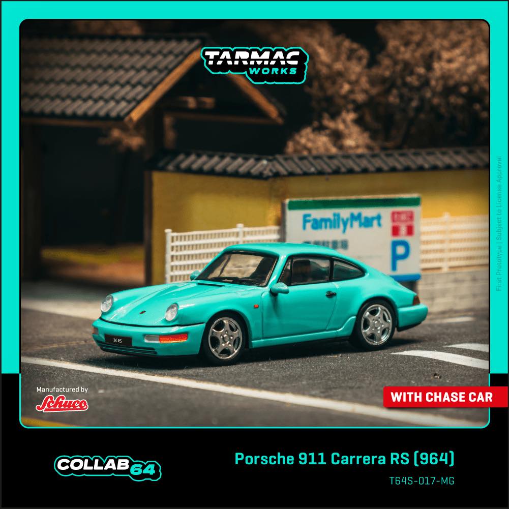 Tarmac Works 1:64 Porsche 911 Carrera RS (964) Mint Green diecast model car