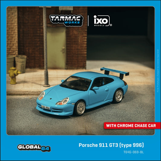 Tarmac Works Porsche 911 GT3 996 Light Blue 1:64 diecast model car