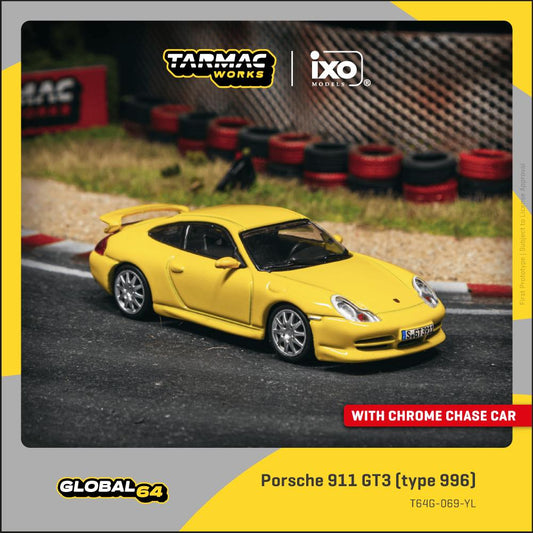 Tarmac Works 1:64 Porsche 911 GT3 Type 996 Yellow diecast model car
