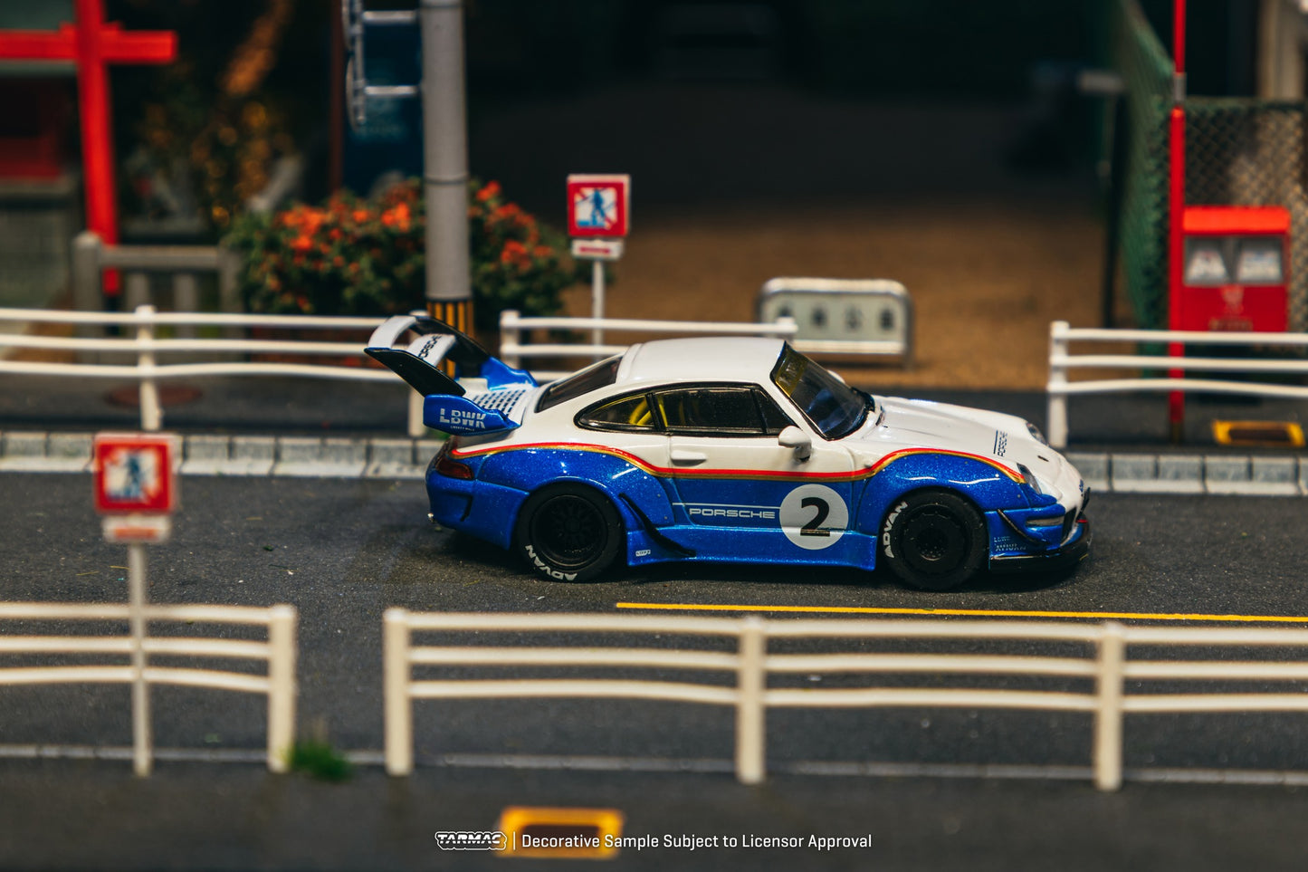 Tarmac Works RWB 993 #2 Liberty Walk 1:64 scale model car with container and decal set. Side