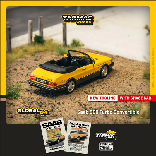 (Pre-Order) Tarmac Works - Saab 900 Turbo Convertible Yellow