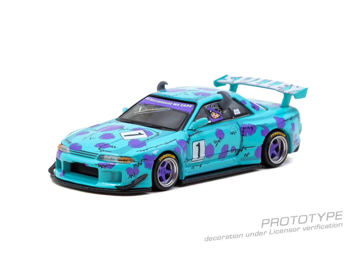 Tarmac Works Global64 Nissan Skyline R32 Widebody designed by Jon Sibal with Sulley-inspired graphics in 1:64 scale