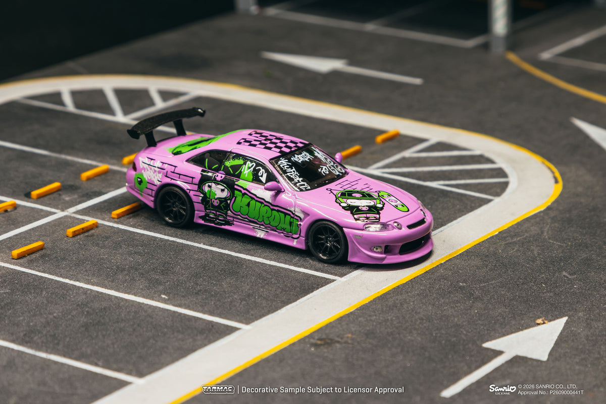 Tarmac Works Global64 Toyota Soarer JZZ30 Vertex Kuromi edition in 1:64 scale with character-themed graphics