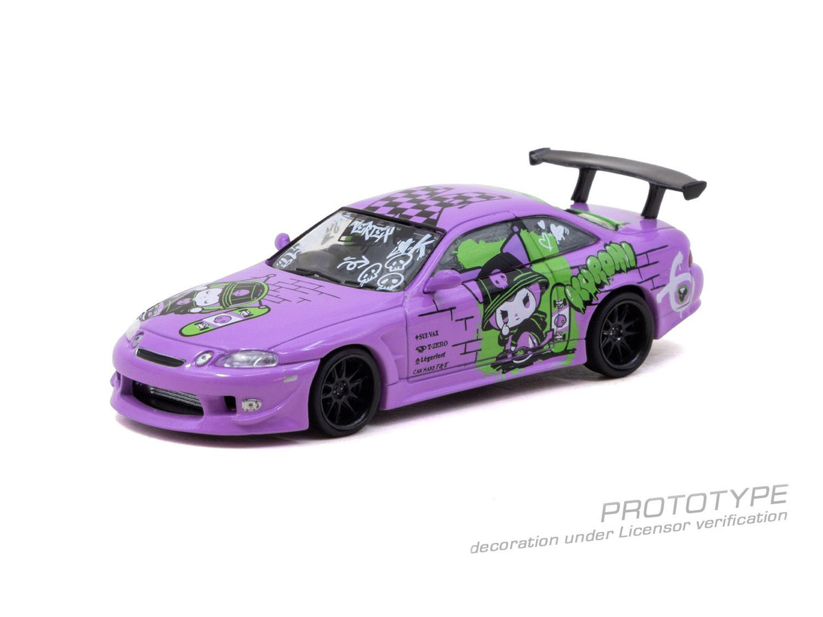 Tarmac Works Global64 Toyota Soarer JZZ30 Vertex Kuromi edition in 1:64 scale with character-themed graphics