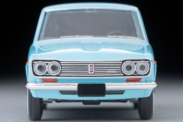 Tomica Limited Vintage 1969 Datsun 510 2-Door Sedan US Spec in Light Blue, detailed 1:64 die-cast model.
