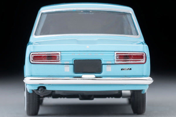 Tomica Limited Vintage 1969 Datsun 510 2-Door Sedan US Spec in Light Blue, detailed 1:64 die-cast model.