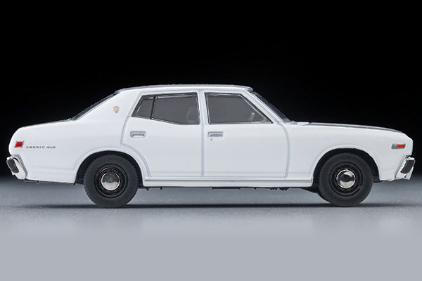 Tomica Limited Vintage 1978 Nissan Cedric Standard four-door sedan in White, detailed 330-series 1:64 model.