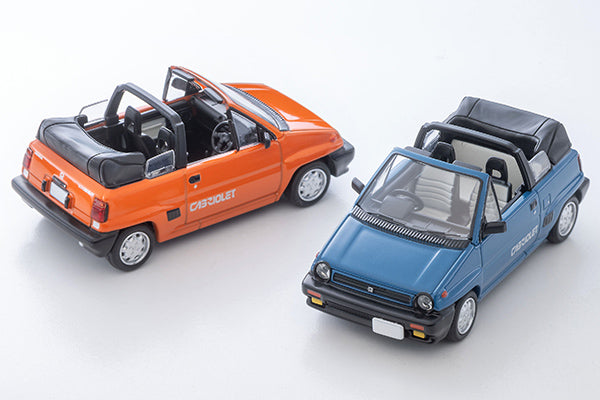 Tomica Limited Vintage NEO 1984 Honda City Cabriolet in orange, 1:64 scale with detailed open body and interior