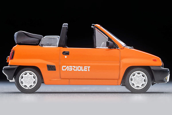 Tomica Limited Vintage NEO 1984 Honda City Cabriolet in orange, 1:64 scale with detailed open body and interior