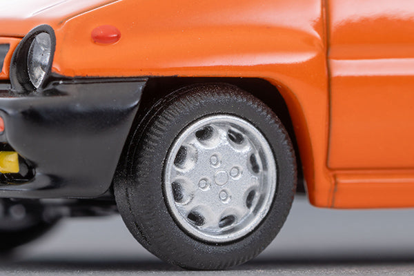 Tomica Limited Vintage NEO 1984 Honda City Cabriolet in orange, 1:64 scale with detailed open body and interior