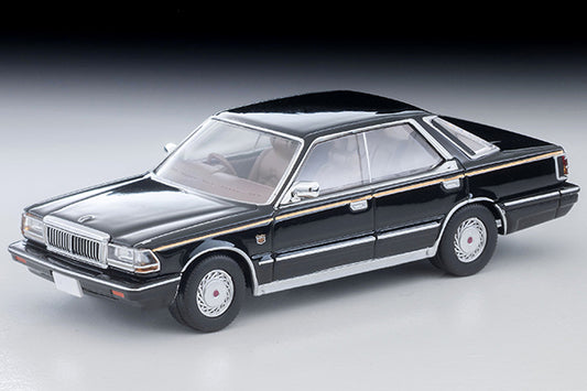 Tomica Limited Vintage 1985 Nissan Cedric V30 Turbo Brougham VIP in Black with gold VIP stripe and new wheels.