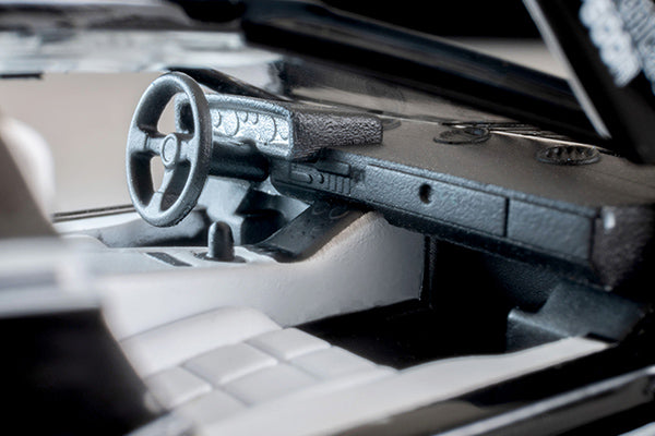Tomica Limited Vintage Lamborghini Countach LP500R in black with white stripes, 1:64 scale and opening doors