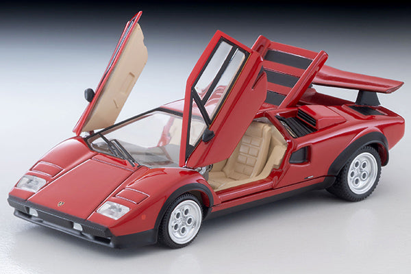 Tomica Limited Vintage Lamborghini Countach LP500S in red, 1:64 scale with opening scissor doors and engine cover