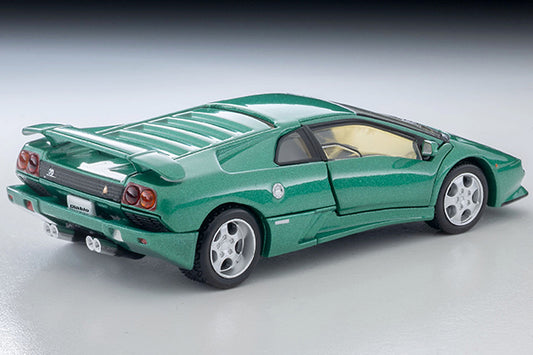 Tomica Limited Vintage Lamborghini Diablo SE30 in green with opening doors and engine cover.