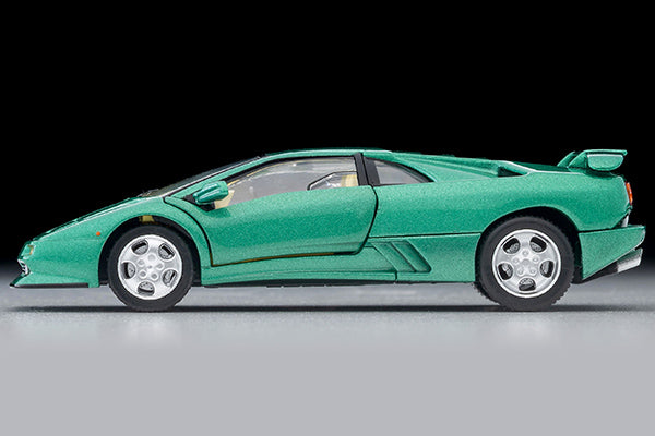 Tomica Limited Vintage Lamborghini Diablo SE30 in green with opening doors and engine cover.