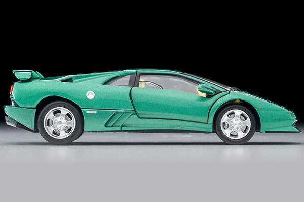 Tomica Limited Vintage Lamborghini Diablo SE30 in green with opening doors and engine cover.