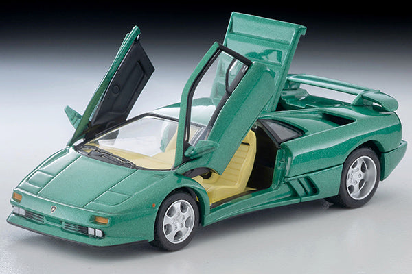 Tomica Limited Vintage Lamborghini Diablo SE30 in green with opening doors and engine cover.