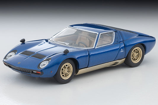 Tomica Limited Vintage 1:64 Lamborghini Miura SV blue metallic opening hood and rear cowl diecast model