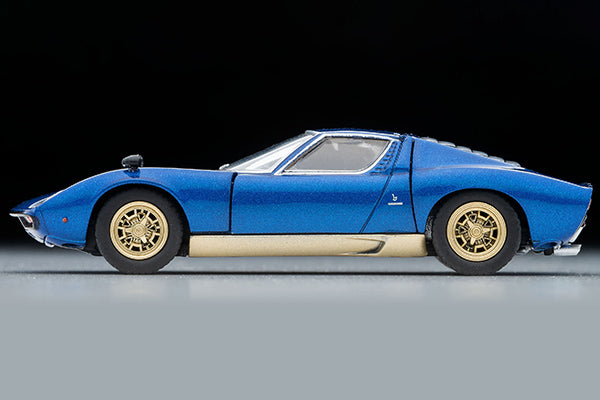 Tomica Limited Vintage 1:64 Lamborghini Miura SV blue metallic opening hood and rear cowl diecast model