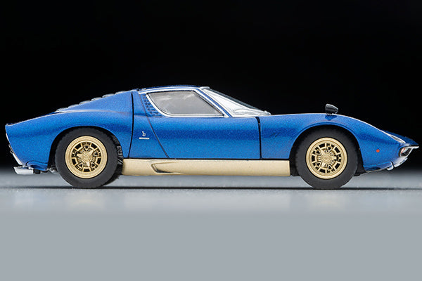 Tomica Limited Vintage 1:64 Lamborghini Miura SV blue metallic opening hood and rear cowl diecast model