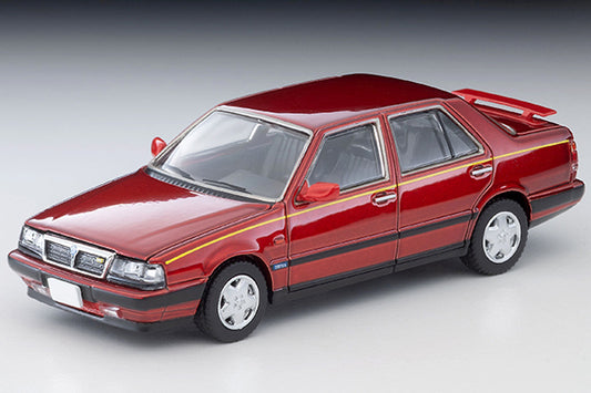 Tomica Limited Vintage Lancia Thema 8.32 Phase II in metallic red with opening hood and detailed V8 engine.