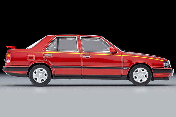 Tomica Limited Vintage Lancia Thema 8.32 Phase II in metallic red with opening hood and detailed V8 engine.