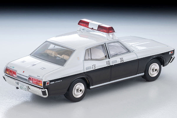 Tomica Limited Vintage Nissan Cedric 2000DX 331 police car from Daitokai PART III with square red emergency light.