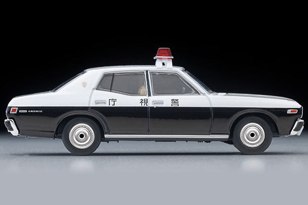 Tomica Limited Vintage Nissan Cedric 2000DX 331 police car from Daitokai PART III with square red emergency light.