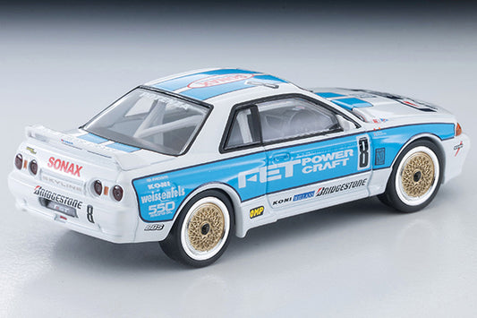 Tomica Limited Vintage Nissan Skyline 1993 FET Sports GT-R Group A race car with opening hood and detailed engine.