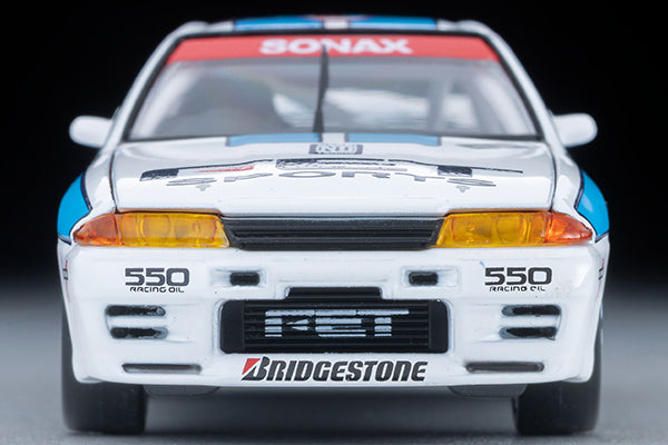 Tomica Limited Vintage Nissan Skyline 1993 FET Sports GT-R Group A race car with opening hood and detailed engine.